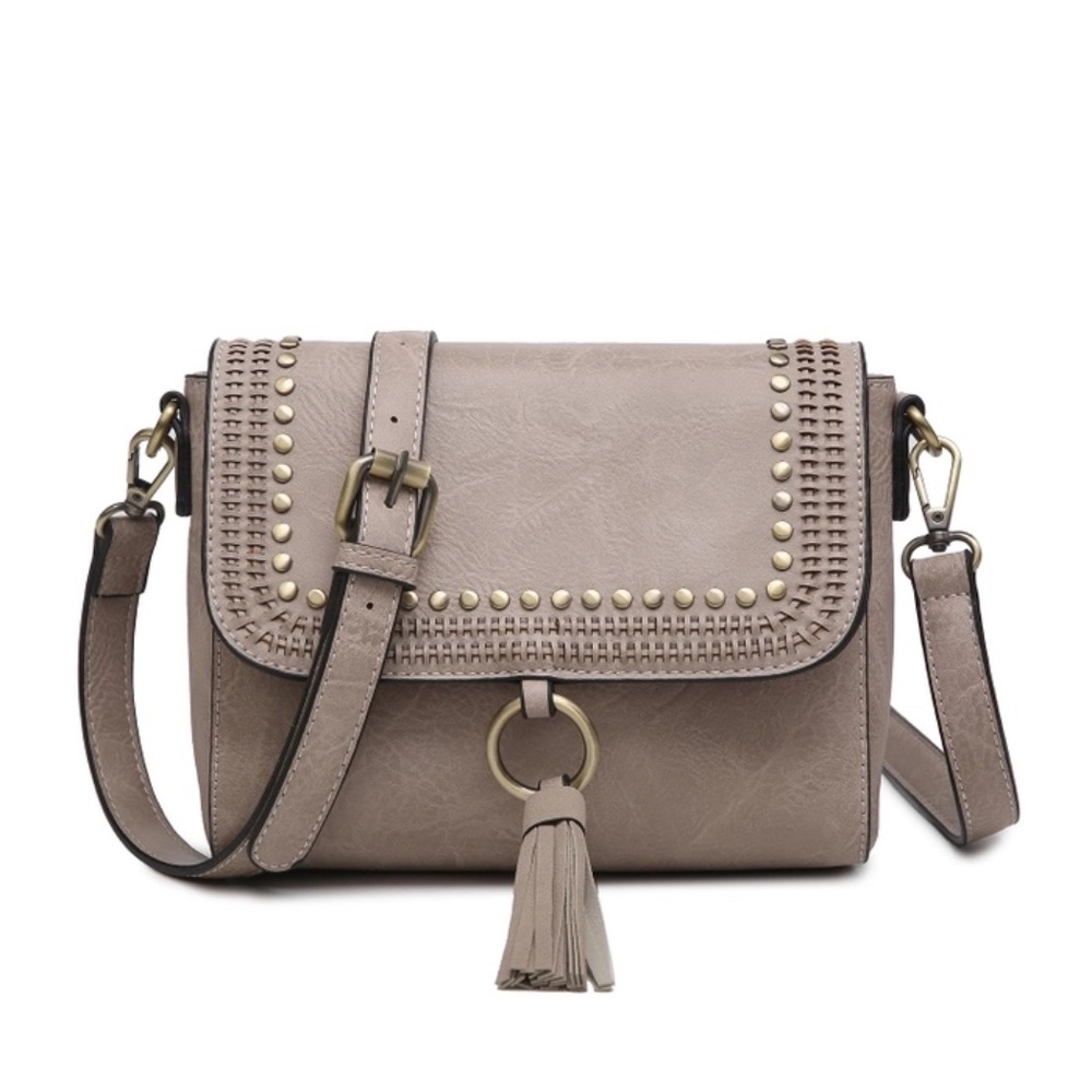 Sage Studded Crossbody - Warm Gray